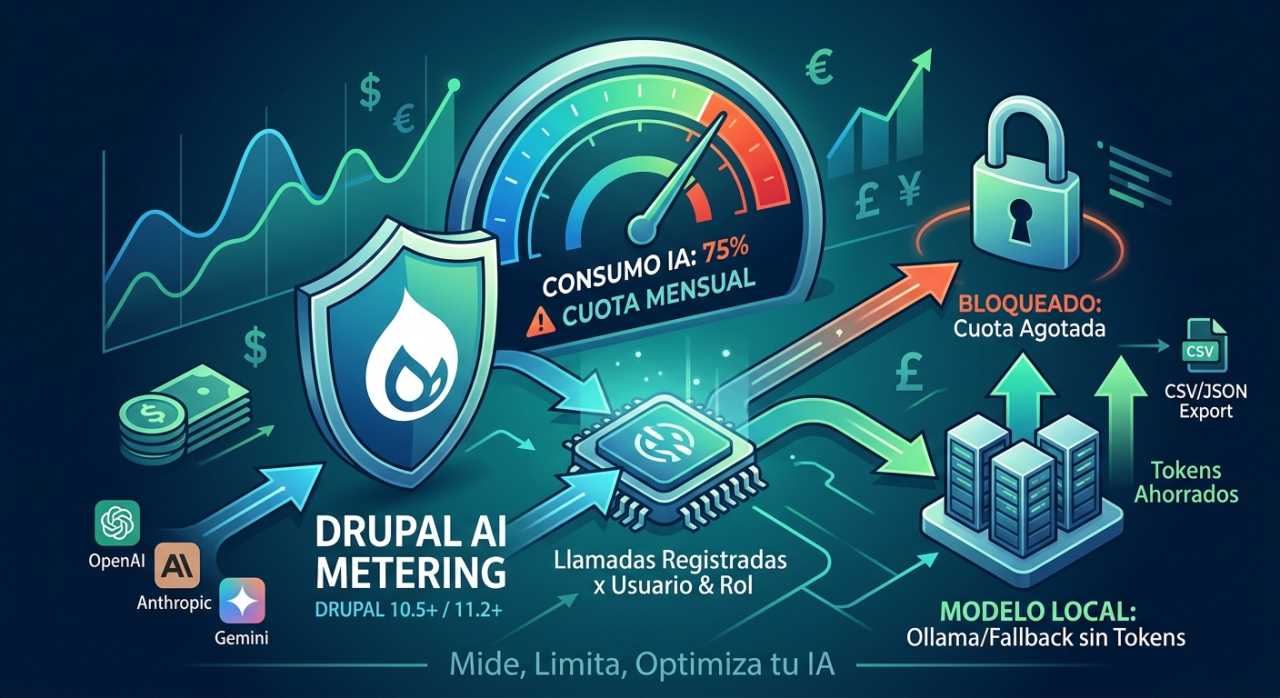 IA en Drupal: controla el costo de tus tokens con AI Metering