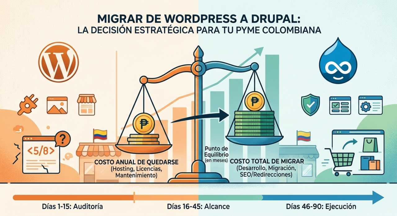 Migrar de WordPress a Drupal: costo, riesgos y retorno
